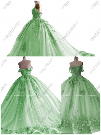 Factory Wholesale Customized 3D Floral Quinceanera Dress